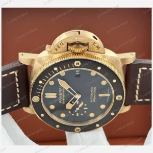 Panerai 47 mm PAM01074 Submersible Bronzo Siyah Kadran Deri Super Clone ETA Eta Saat karşıdan görünüm
