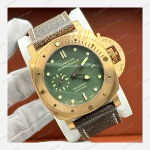 Panerai 47 mm PAM01074 Submersible Bronzo Yeşil Kadran Zarif Super Clone ETA Eta Saat karşıdan görünüm