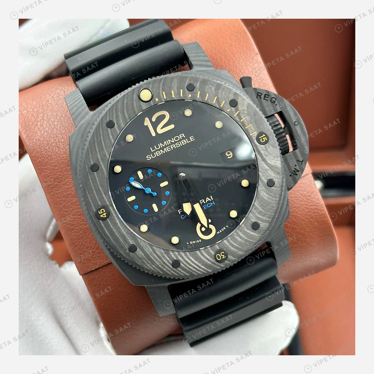Panerai 47 mm PAM01616 Luminor Karbon Sarı Detay Kadran Super Clone ETA Eta Saat detay 5