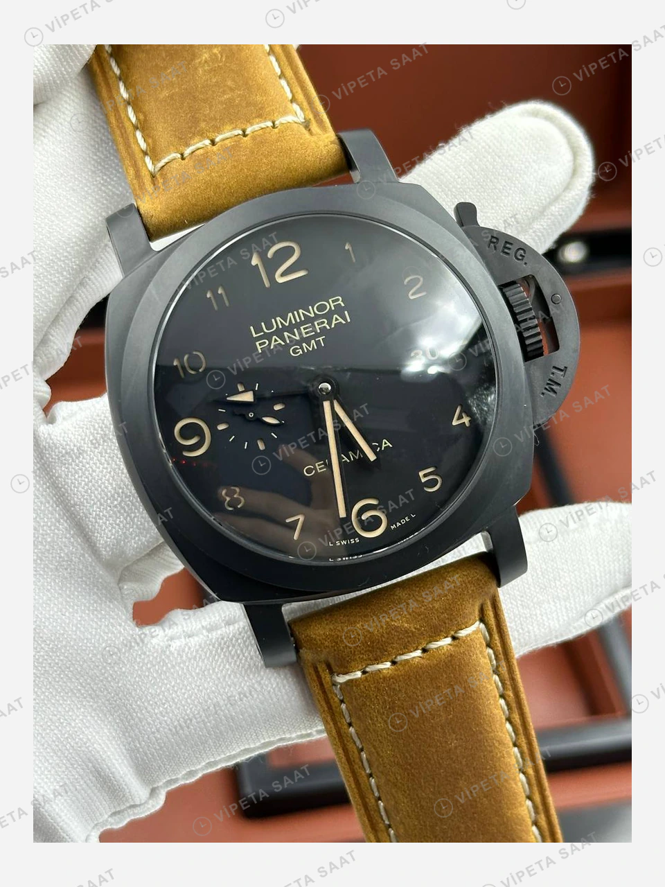 Panerai 47 mm PAM01616 Luminor Karbon Siyah Kadran Deri Super Clone ETA Eta Saat detay 5