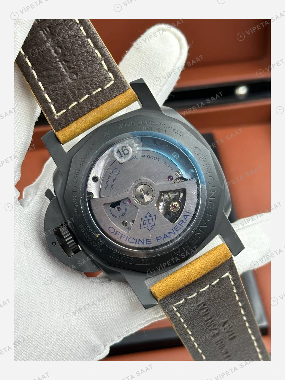 Panerai 47 mm PAM01616 Luminor Karbon Siyah Kadran Deri Super Clone ETA Eta Saat detay 6