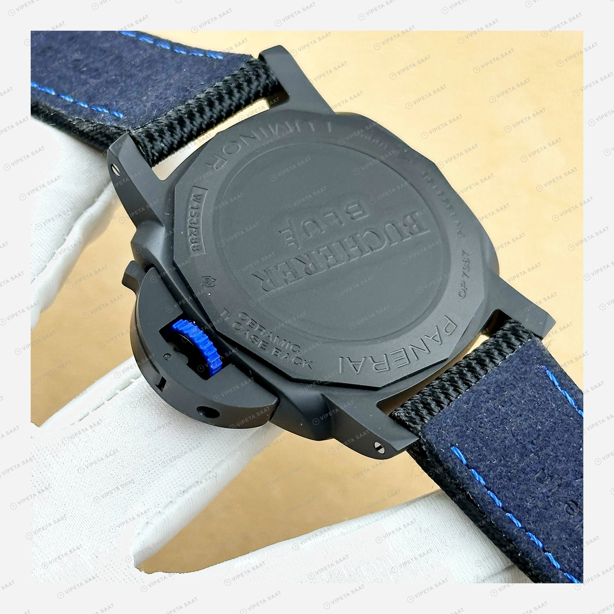 Panerai 47 mm PAM01616 Luminor Karbon Siyah Kadran Nato Super Clone ETA Eta Saat detay 6