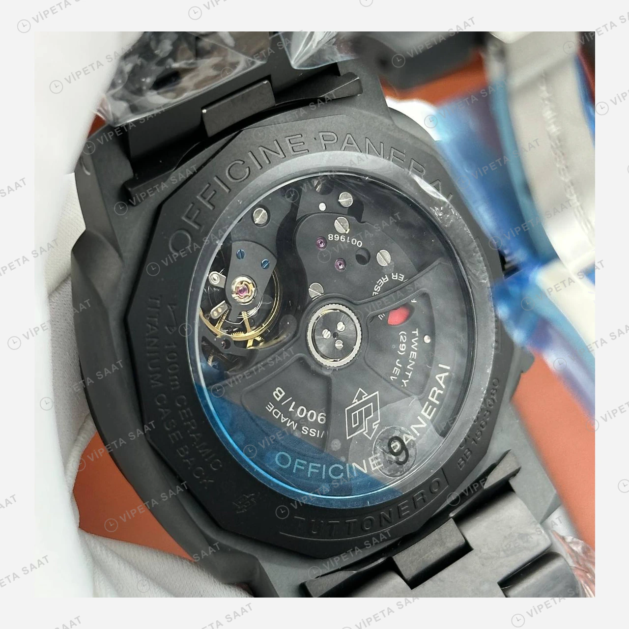 Panerai 47 mm PAM01616 Luminor Marina GMT Karbon Kadran Super Clone ETA Eta Saat detay 5