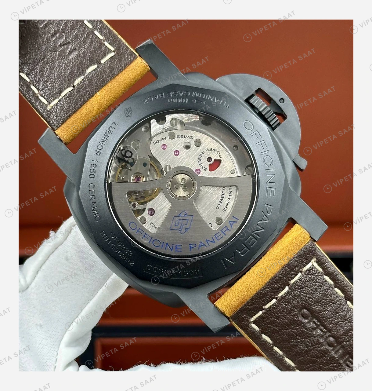 Panerai 47 mm PAM01616 Luminor Marina Karbon Siyah Kadran Super Clone ETA Eta Saat detay 5