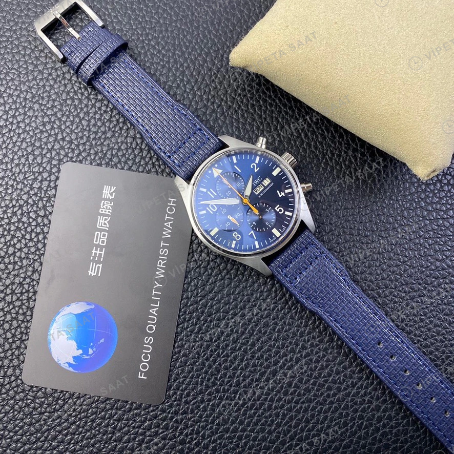 Panerai GMT-Master II Luminor GMT Mavi Kadran Celik Kasa Kahverengi Deri Super Clone Eta Eta Saat detay 12