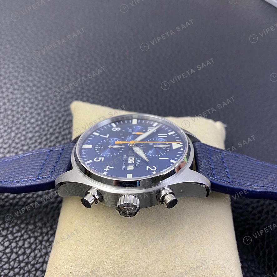 Panerai GMT-Master II Luminor GMT Mavi Kadran Celik Kasa Kahverengi Deri Super Clone Eta Eta Saat detay 3