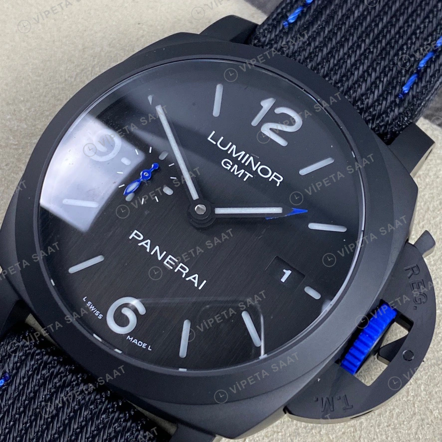 Panerai Luminor GMT Siyah Seramik Kasa Siyah Nato Kordon Super Clone Eta Eta Saat detay 5