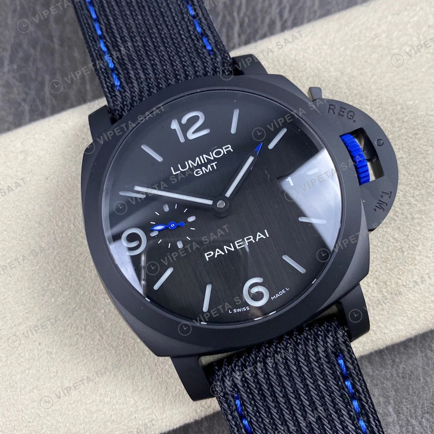 Panerai Luminor GMT Siyah Seramik Kasa Siyah Nato Kordon Super Clone Eta Eta Saat detay 8