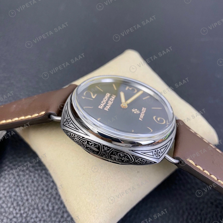 Panerai Radiomir Firenze Siyah Kadran Kahverengi Deri Super Clone Eta Eta Saat detay 3