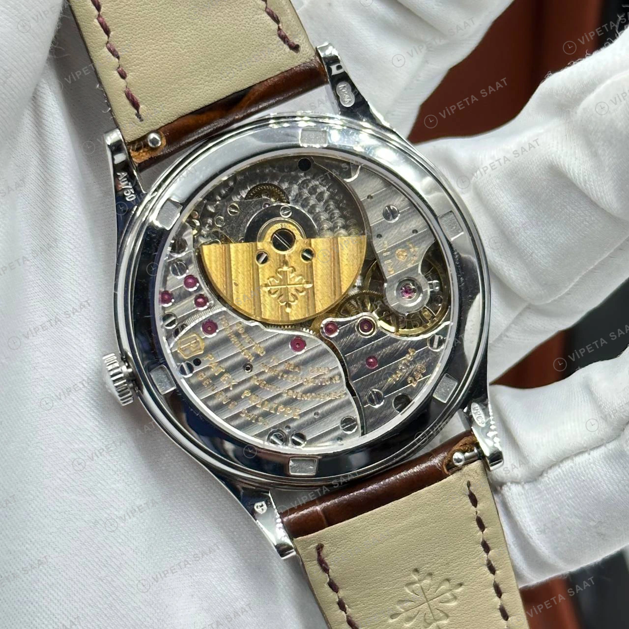 Patek Philippe 39 mm Calatrava Renkli Sanat Kadran Deri Super Clone ETA Eta Saat detay 4
