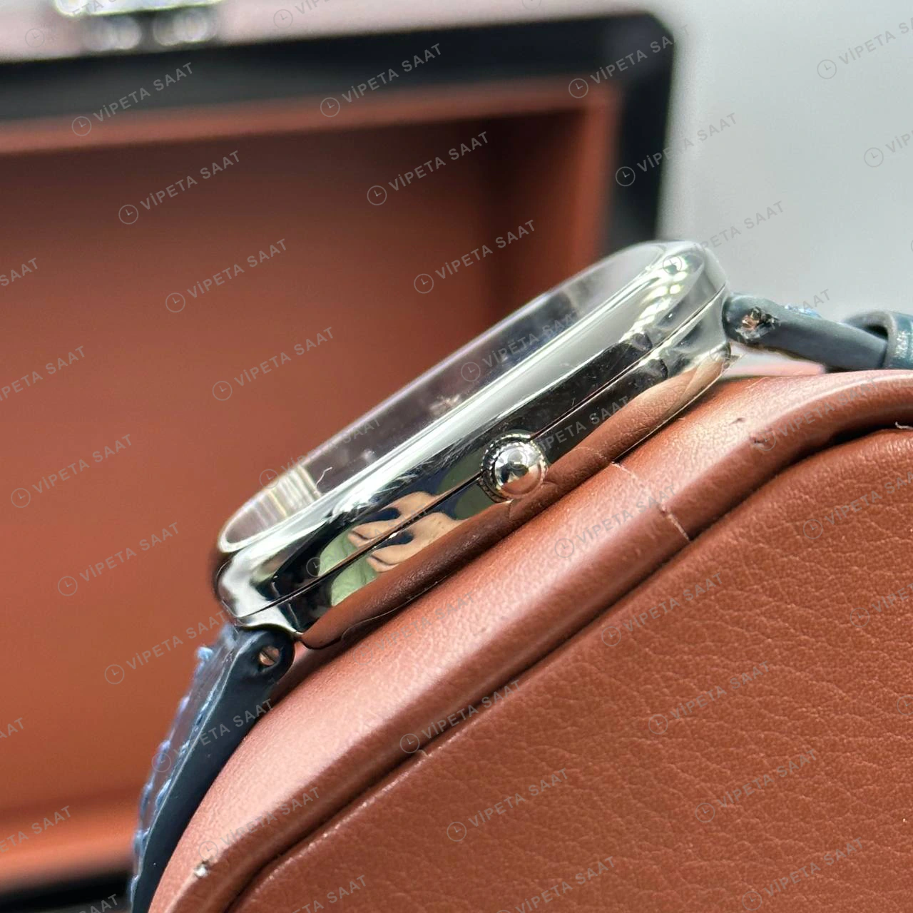 Patek Philippe 40 mm Golden Ellipse Mavi Kadran Deri Klasik Super Clone ETA Eta Saat detay 6