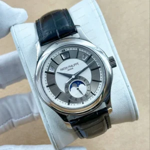 Patek Philippe 40 mm Grand Complications Gri Ay Evreli Yıllık Takvim Deri Super Clone ETA Eta Saat detay 6