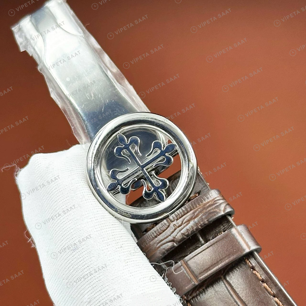 Patek Philippe 40 mm Grand Complications Krem Takvim Ay Evreli Deri Super Clone ETA Eta Saat detay 5