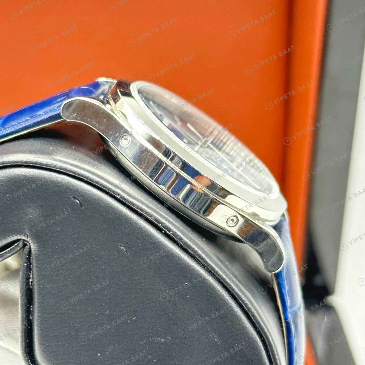 Patek Philippe 40 mm Grand Complications Mavi Ay Evreli Kadran Deri Super Clone ETA Eta Saat detay 4
