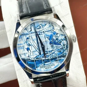 Patek Philippe 40 mm Grand Complications Mavi Mine Gemi Kadran Deri Super Clone ETA Eta Saat karşıdan görünüm