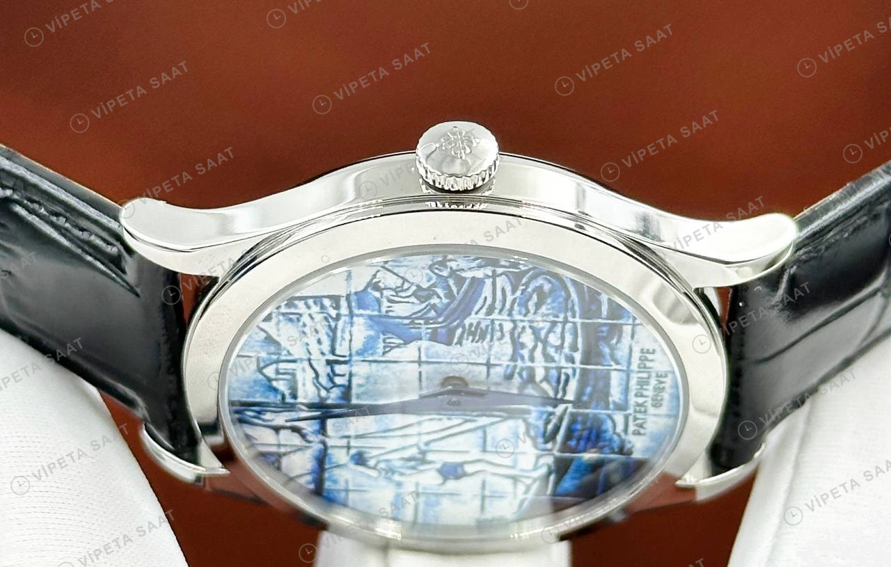 Patek Philippe 40 mm Grand Complications Mavi Mine Gemi Kadran Deri Super Clone ETA Eta Saat detay 6