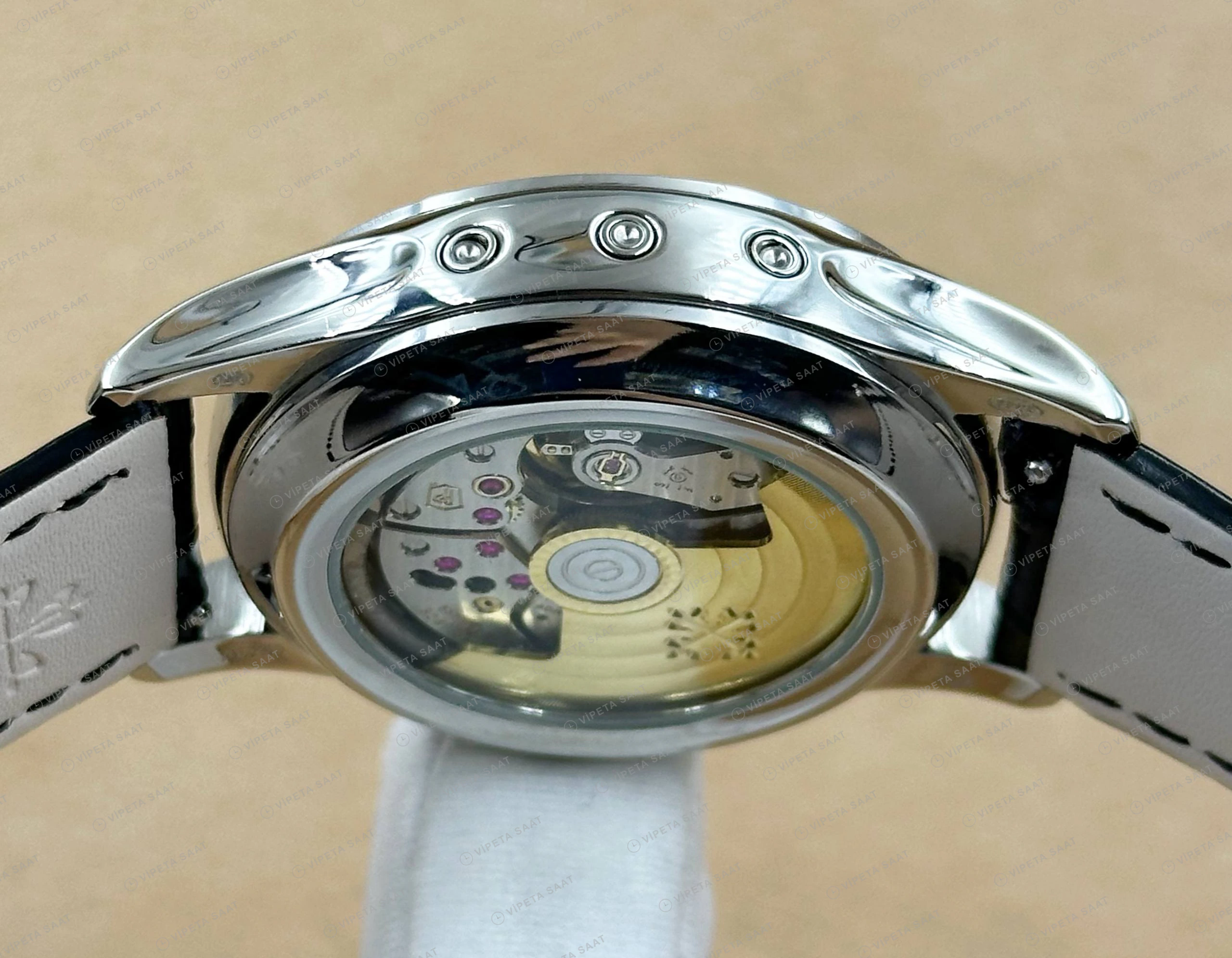 Patek Philippe 40 mm Grand Complications Siyah Kronograf Perpetual Takvim Deri Super Clone ETA Eta Saat detay 4
