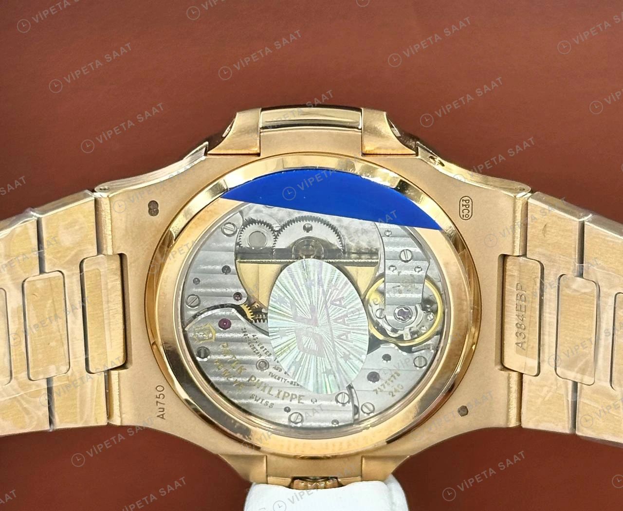 Patek Philippe 40 mm Nautilus Sarı Altın Tourbillon Kahve Super Clone ETA Eta Saat detay 4