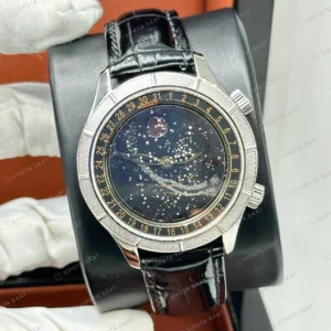 Patek Philippe 40 mm Sky Moon Gökyüzü Celestial Kadran Deri Super Clone ETA Eta Saat yan görünüm