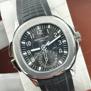 Patek Philippe 40.8 mm Aquanaut Gri Kadran Çift Zaman Kauçuk Super Clone ETA Eta Saat detay 6