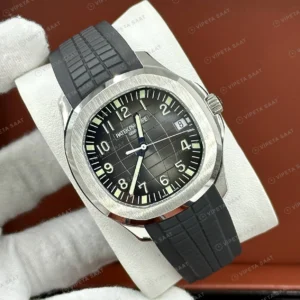 Patek Philippe 40.8 mm Aquanaut Siyah Kadran Kauçuk Düz Klasik Super Clone ETA Eta Saat detay 6