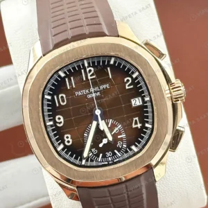 Patek Philippe 42.2 mm Aquanaut Rose Gold Kahve Kronograf Özel Kauçuk Super Clone ETA Eta Saat detay 6