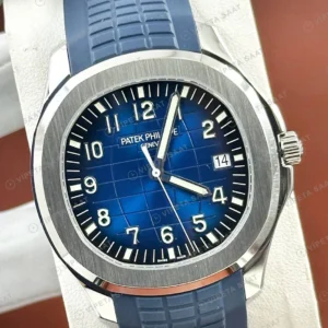 Patek Philippe Aquanaut 5167 40 mm Mavi Kadran Kauçuk Bileklik Super Clone ETA Eta Saat karşıdan görünüm