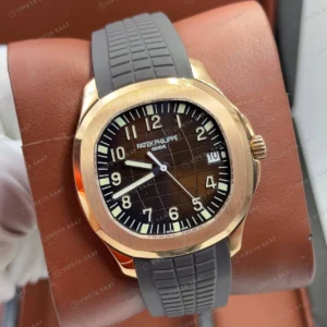 Patek Philippe Aquanaut 5167 40 mm Rose Gold Kahve Kauçuk Super Clone ETA Eta Saat karşıdan görünüm