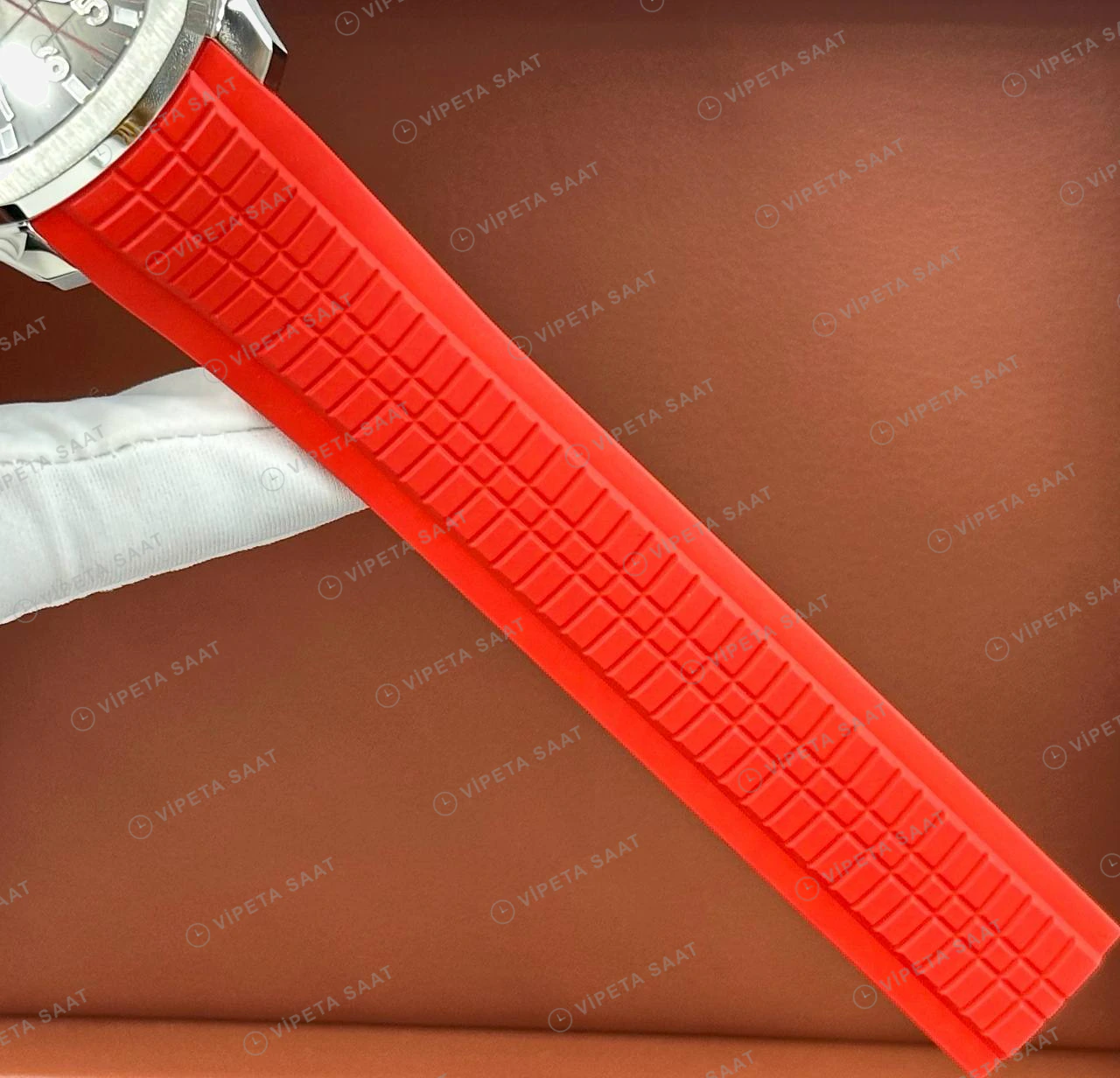Patek Philippe Aquanaut 5167 40 mm Siyah Kadran Kırmızı Kauçuk Super Clone ETA Eta Saat detay 6