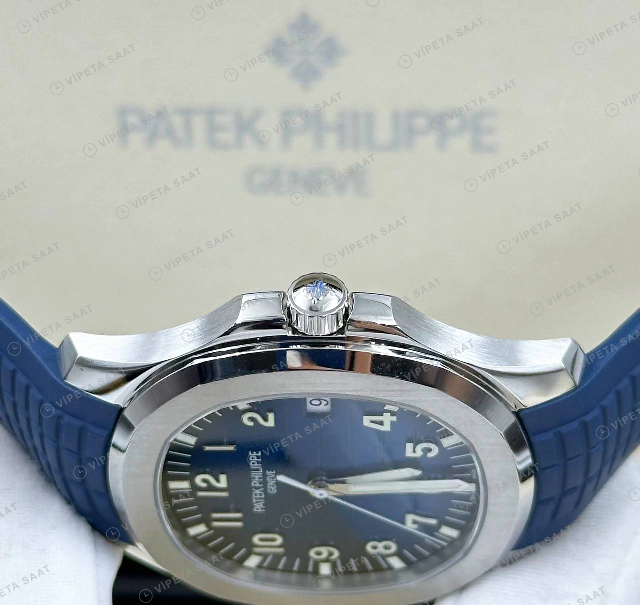 Patek Philippe Aquanaut 5168 42.2 mm Mavi Kadran Kauçuk Super Clone ETA Eta Saat detay 3