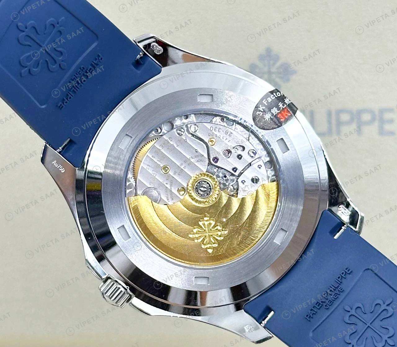 Patek Philippe Aquanaut 5168 42.2 mm Mavi Kadran Kauçuk Super Clone ETA Eta Saat detay 6