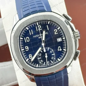 Patek Philippe Aquanaut 5968 42.2 mm Mavi Flyback Kronograf Kauçuk Super Clone ETA Eta Saat detay 6