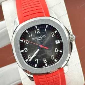 Patek Philippe Aquanaut 5968 42.2 mm Siyah Kronograf Kırmızı Kauçuk Super Clone ETA Eta Saat detay 5