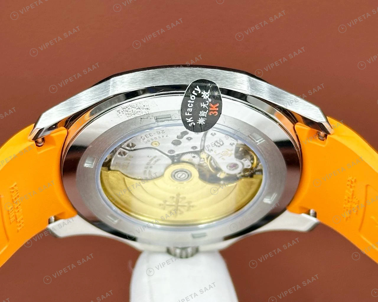 Patek Philippe Aquanaut 5968 42.2 mm Siyah Kronograf Turuncu Kauçuk Super Clone ETA Eta Saat detay 3