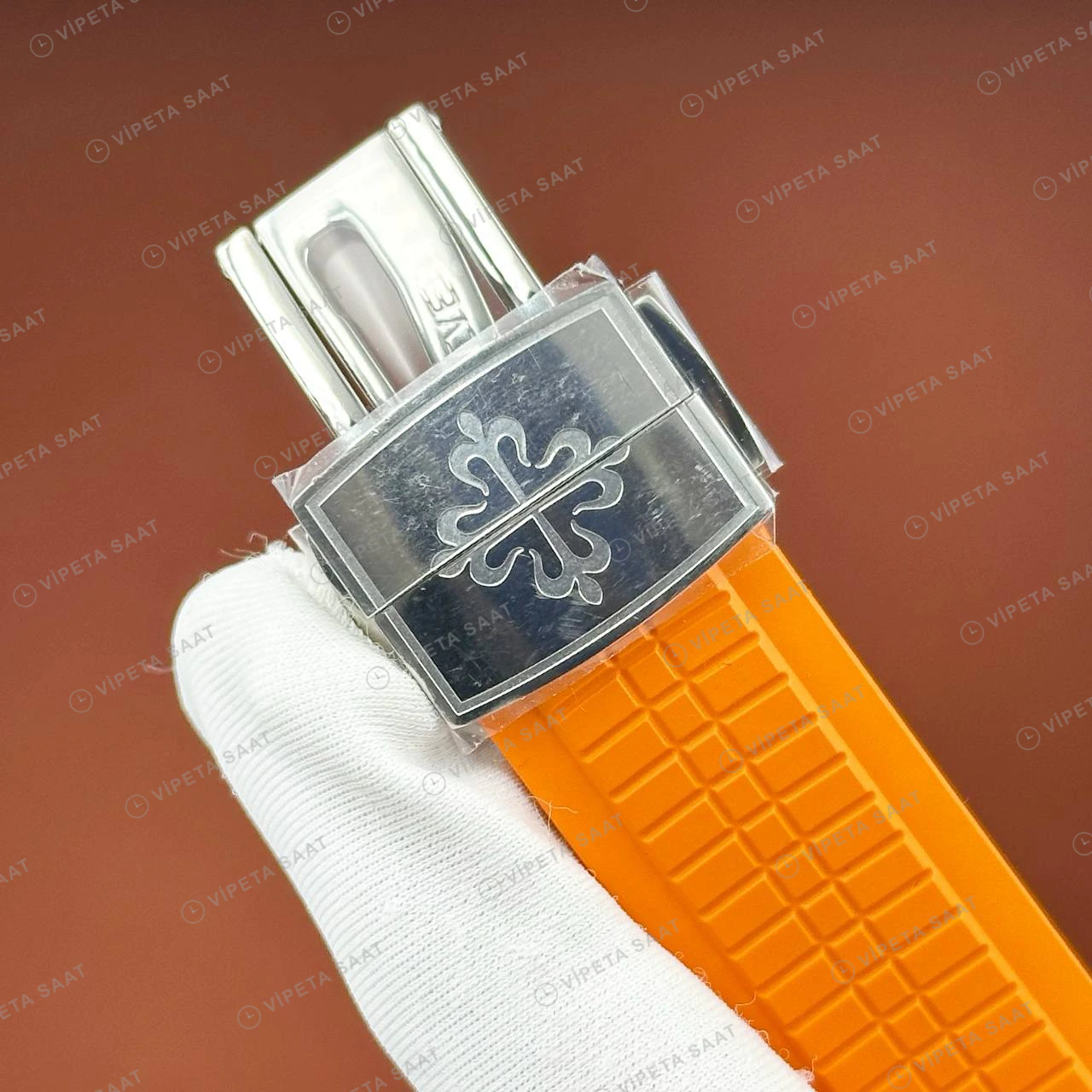 Patek Philippe Aquanaut 5968 42.2 mm Siyah Kronograf Turuncu Kauçuk Super Clone ETA Eta Saat detay 4
