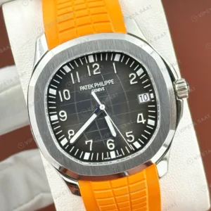 Patek Philippe Aquanaut 5968 42.2 mm Siyah Kronograf Turuncu Kauçuk Super Clone ETA Eta Saat detay 5