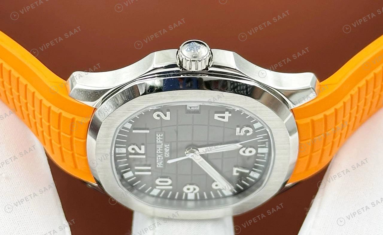 Patek Philippe Aquanaut 5968 42.2 mm Siyah Kronograf Turuncu Kauçuk Super Clone ETA Eta Saat detay 6