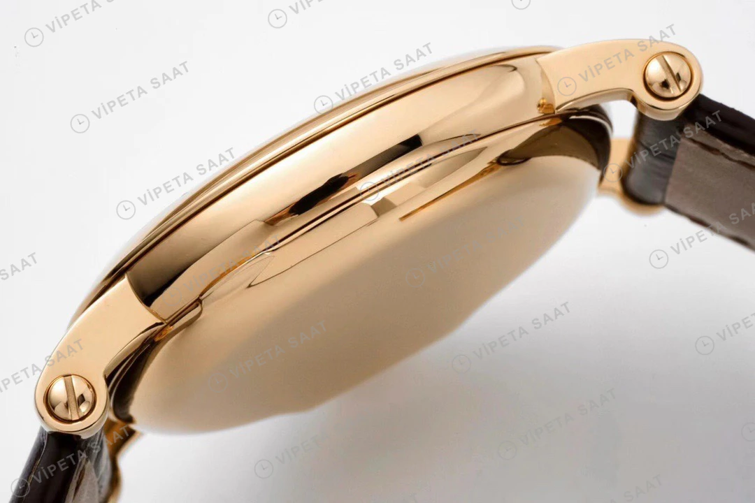 Patek Philippe Calatrava Altin Kasa Beyaz Kadran Kahverengi Deri Kordon Super Clone Eta Eta Saat detay 4