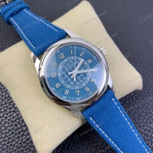 Patek Philippe Calatrava Mavi Kadran Celik Kasa Mavi Nato Kordon Super Clone Eta Eta Saat karşıdan görünüm