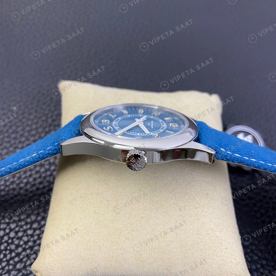 Patek Philippe Calatrava Mavi Kadran Celik Kasa Mavi Nato Kordon Super Clone Eta Eta Saat detay 3