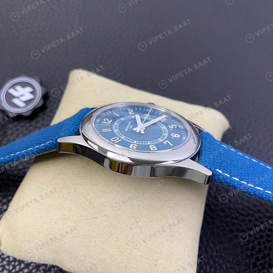 Patek Philippe Calatrava Mavi Kadran Celik Kasa Mavi Nato Kordon Super Clone Eta Eta Saat detay 6