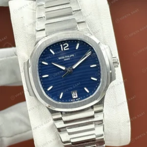 Patek Philippe Nautilus 5711 40 mm Mavi Kadran Lacivert Çelik Super Clone ETA Eta Saat karşıdan görünüm