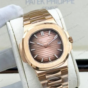 Patek Philippe Nautilus 5711 40 mm Rose Gold Kahve Kadran Bileklik Super Clone ETA Eta Saat detay 5