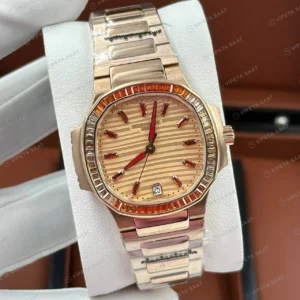 Patek Philippe Nautilus 5711 40 mm Rose Gold Somon Kadran Super Clone ETA Eta Saat detay 5