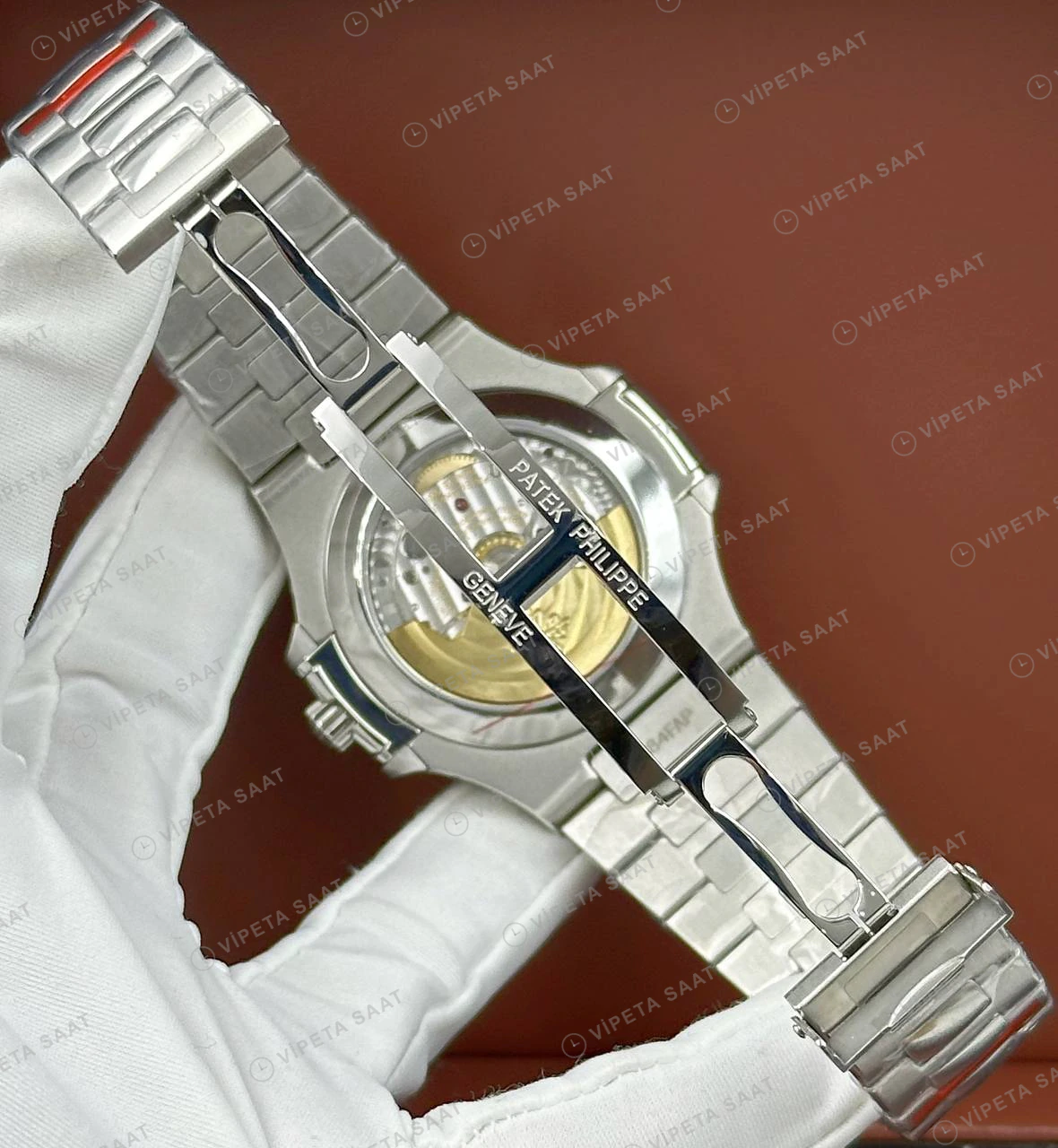 Patek Philippe Nautilus 5712 40 mm Beyaz Kadran Ay Evreli Çelik Super Clone ETA Eta Saat detay 4