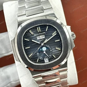 Patek Philippe Nautilus 5712 40 mm Gri Kadran Ay Evreli Çelik Bileklik Super Clone ETA Eta Saat detay 6
