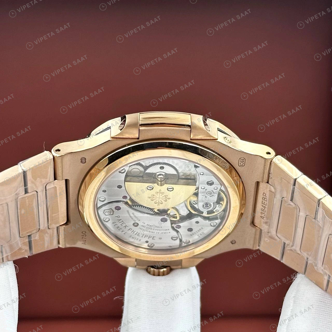 Patek Philippe Nautilus 5712 40 mm Rose Gold Siyah Ay Evreli Çelik Super Clone ETA Eta Saat detay 6