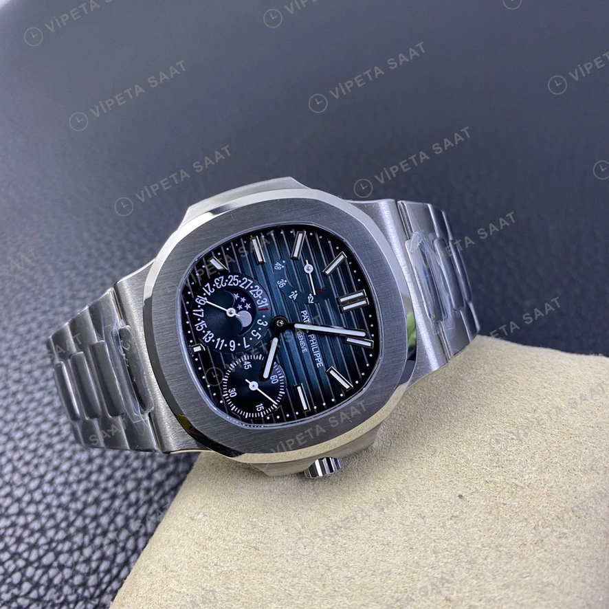 Patek Philippe Nautilus 5712 Mavi Kadran Celik Kordon Super Clone Eta Eta Saat detay 4