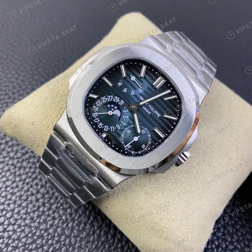 Patek Philippe Nautilus 5712 Mavi Kadran Celik Kordon Super Clone Eta Eta Saat detay 5