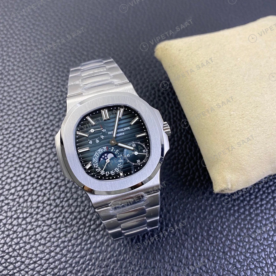 Patek Philippe Nautilus 5712 Mavi Kadran Celik Kordon Super Clone Eta Eta Saat detay 7